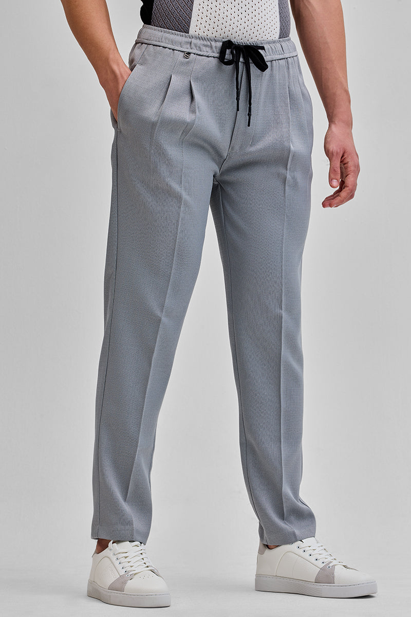 SNITCH Light Grey Textured Relaxed Fit Trousers - view 4