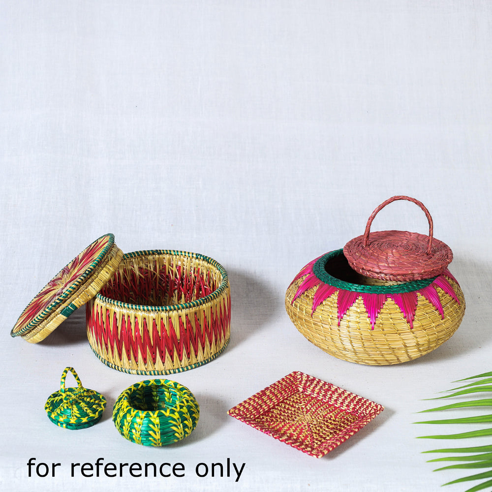 ITOKRI CRAFTS INITIATIVE Beige - Handmade Sikki Grass Multipurpose Tray (Small) - view 4