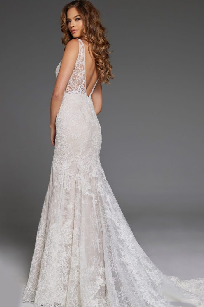 Jovani JB43894 Bridal Gown Intricate Lace Long Wedding Dress - view 2