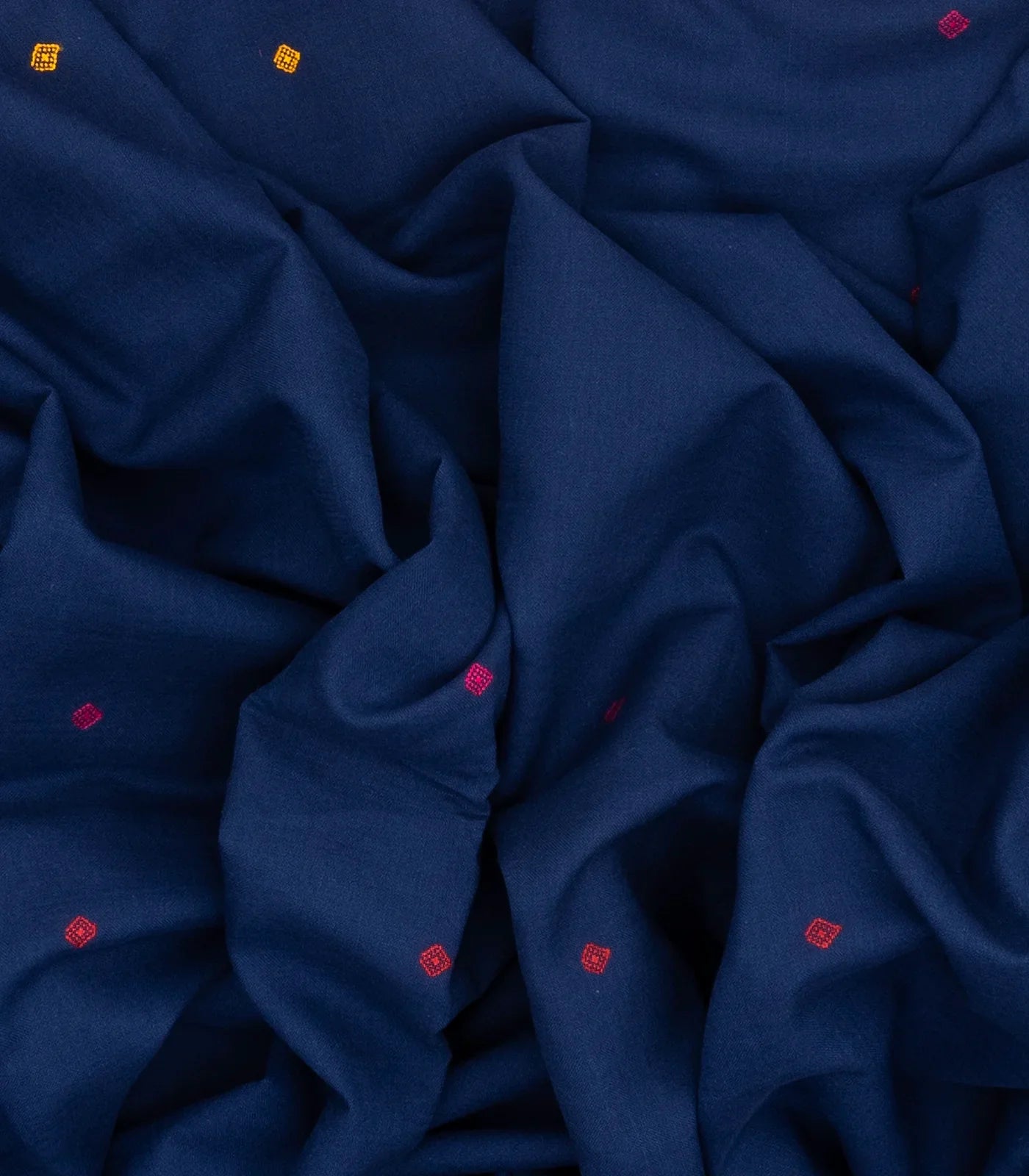 RmKV Dark Blue Handloom Bhujodi Cotton Saree With Diamond Buttas - view 3