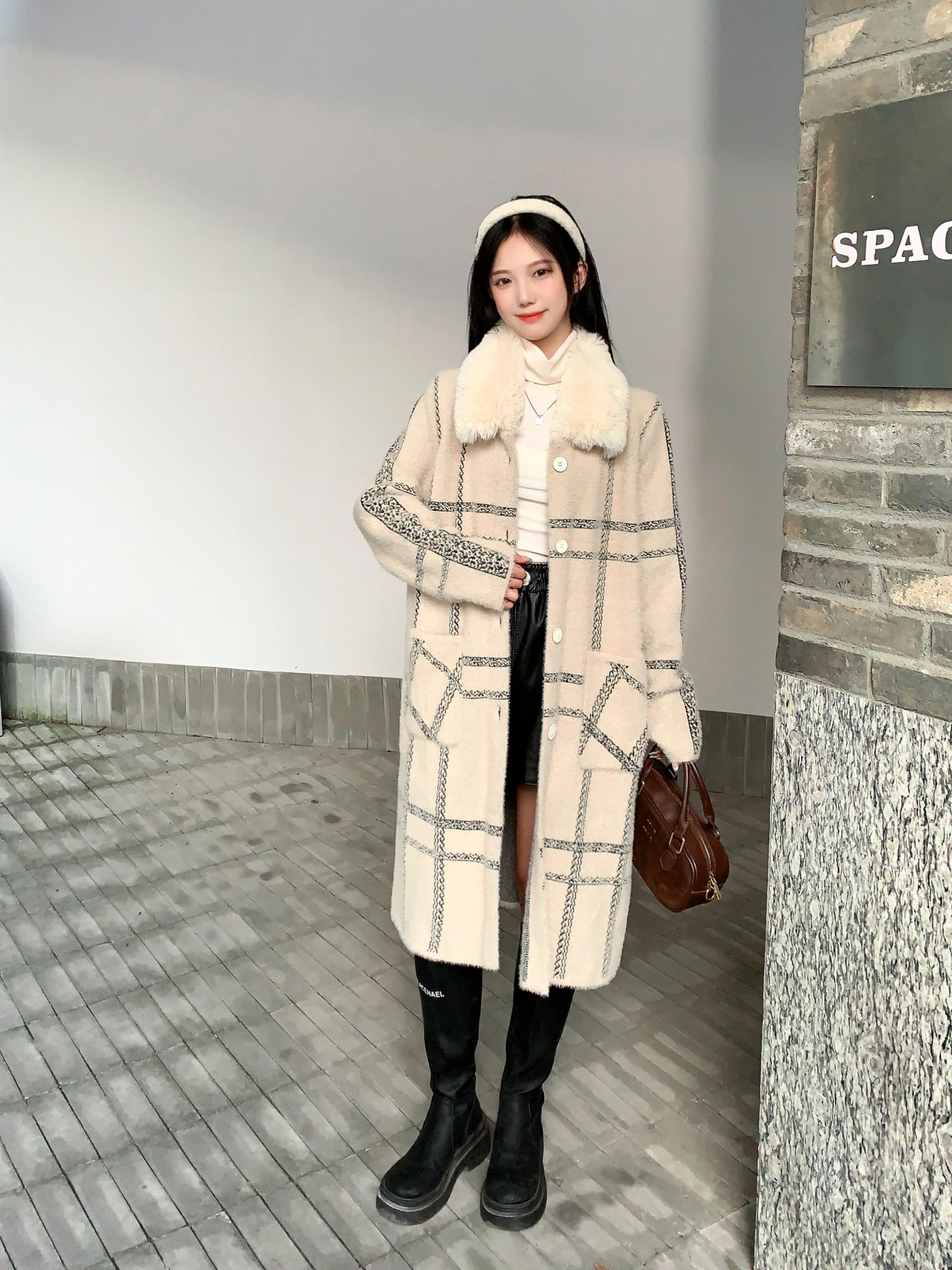 Alamode By Akanksha Noelia Woolen Long Luxe Overcoat with Fur