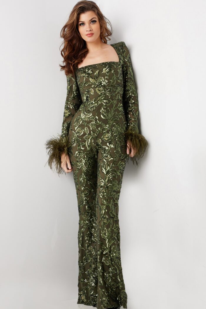 Jovani 25904 Long Beaded Sequin Formal Jumpsuit - view 3