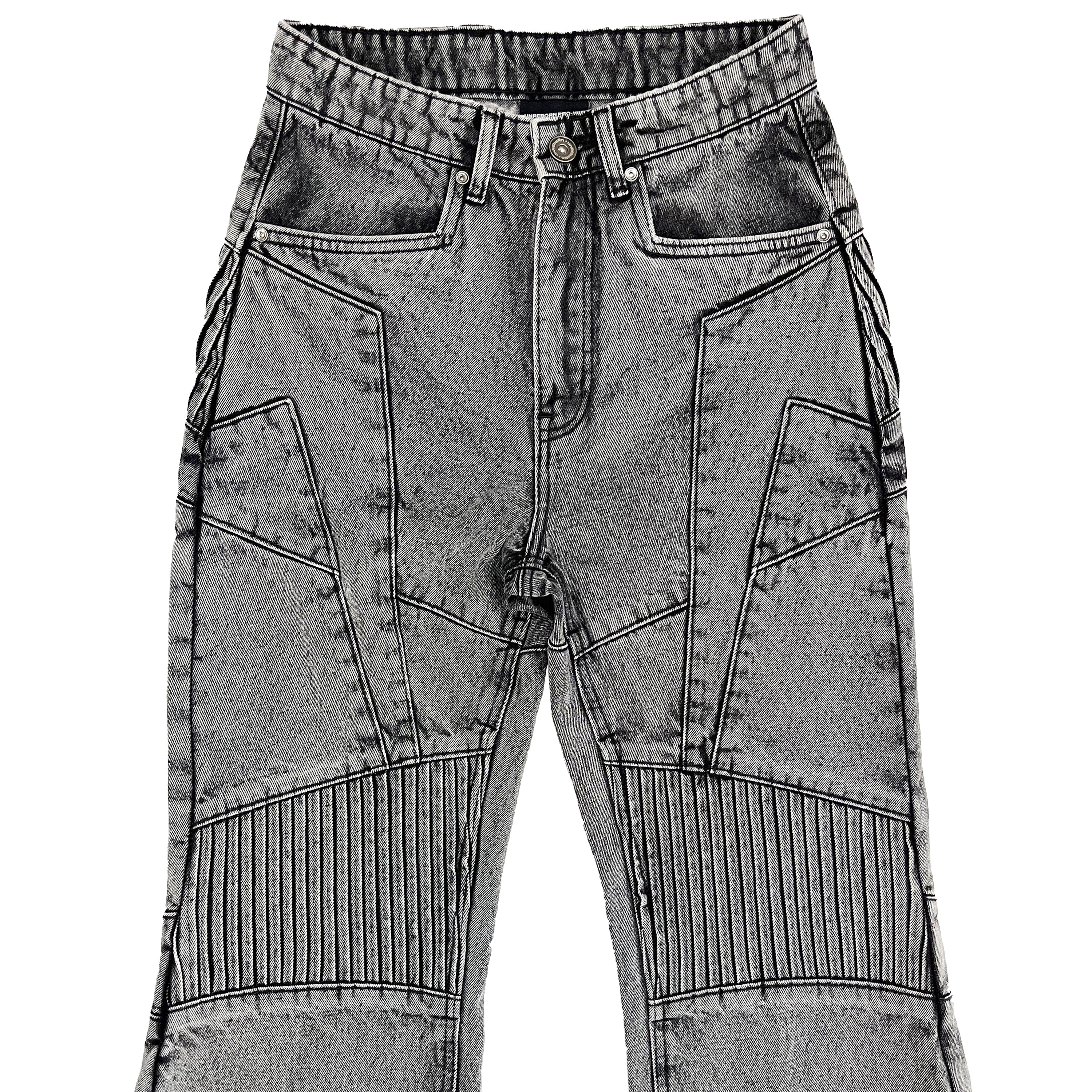 Unreborn Project Biker Denim Pants - Light Grey - view 3