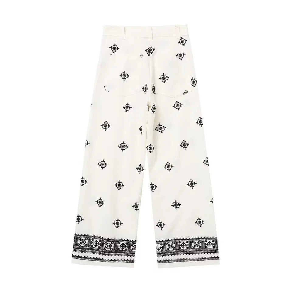 Alamode By Akanksha Desko Wide Leg Linen Boho Pants - view 4