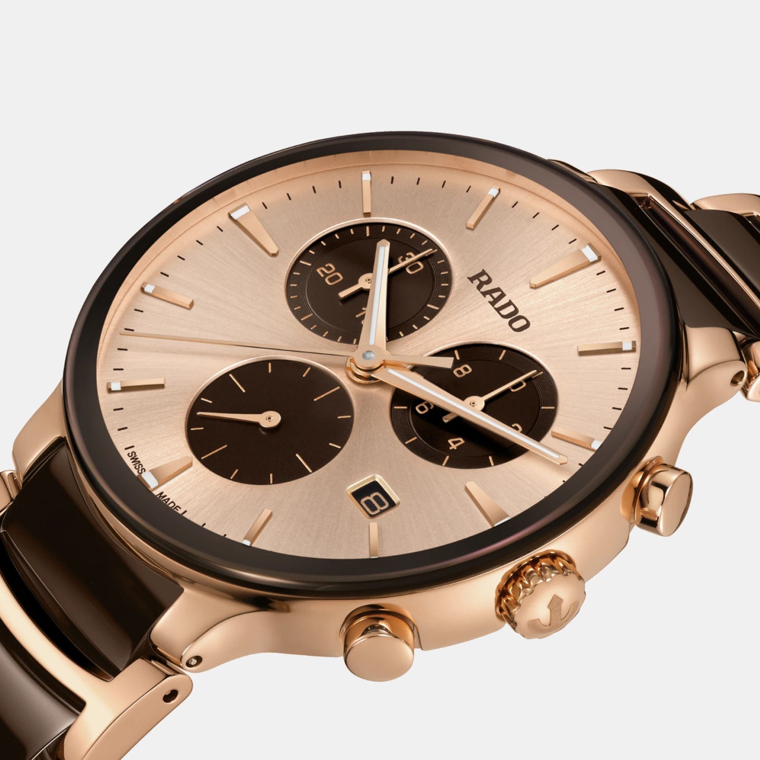 Rado Centrix Men Quartz Champagne Brown Dial Chronograph Stainless Steel Watch R30212402 - view 2