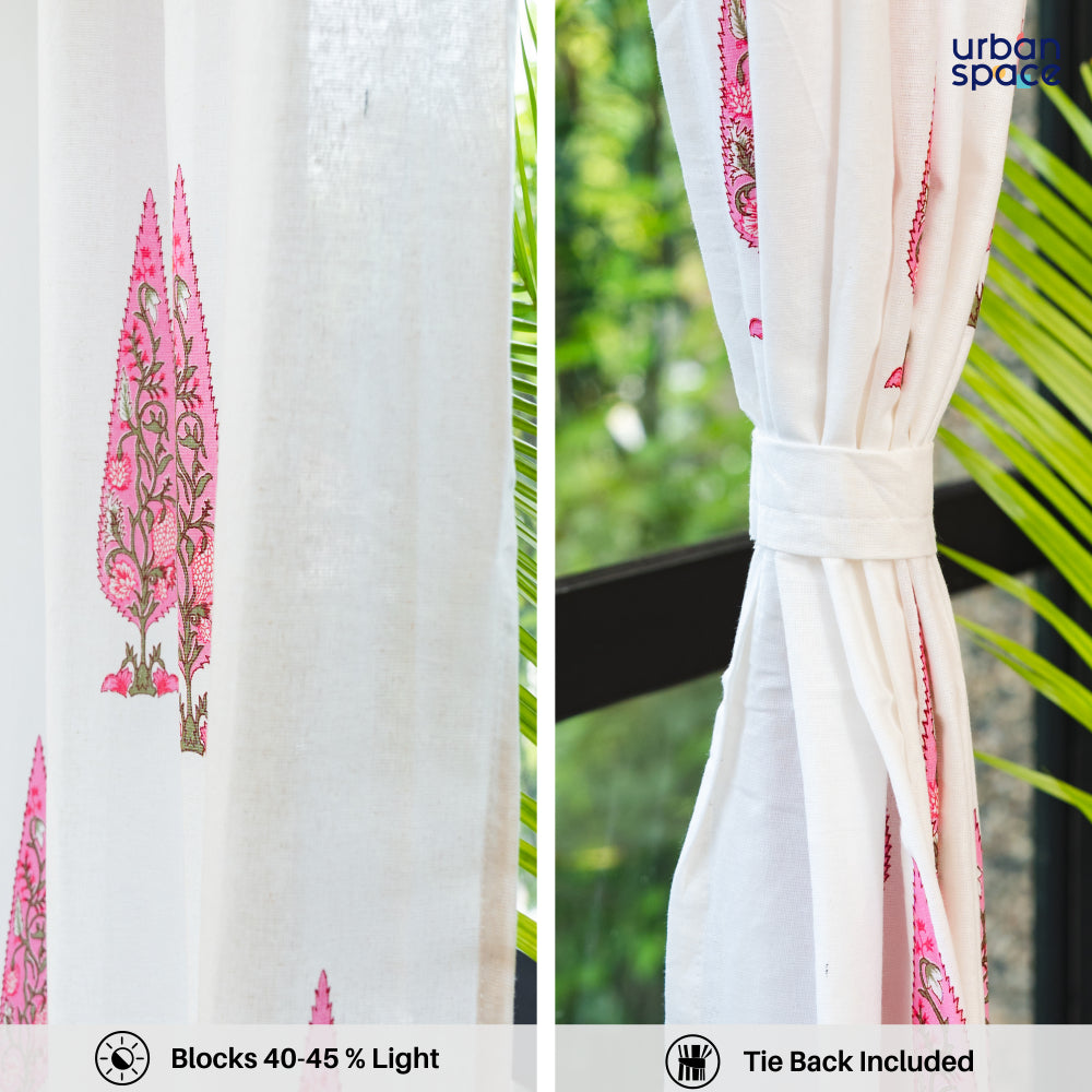 Urban Space -Home Furnishing Store 100% MalMal Cotton Curtains, Semi-Transparent with Tab Top, Pack of 2 Curtains - Ace of Spade Pink - view 5