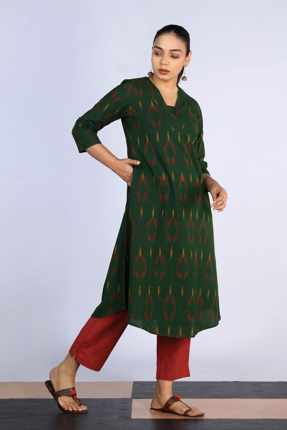 Kalanjali Ethnics Cotton Pochampally Ikat Kurti - view 3