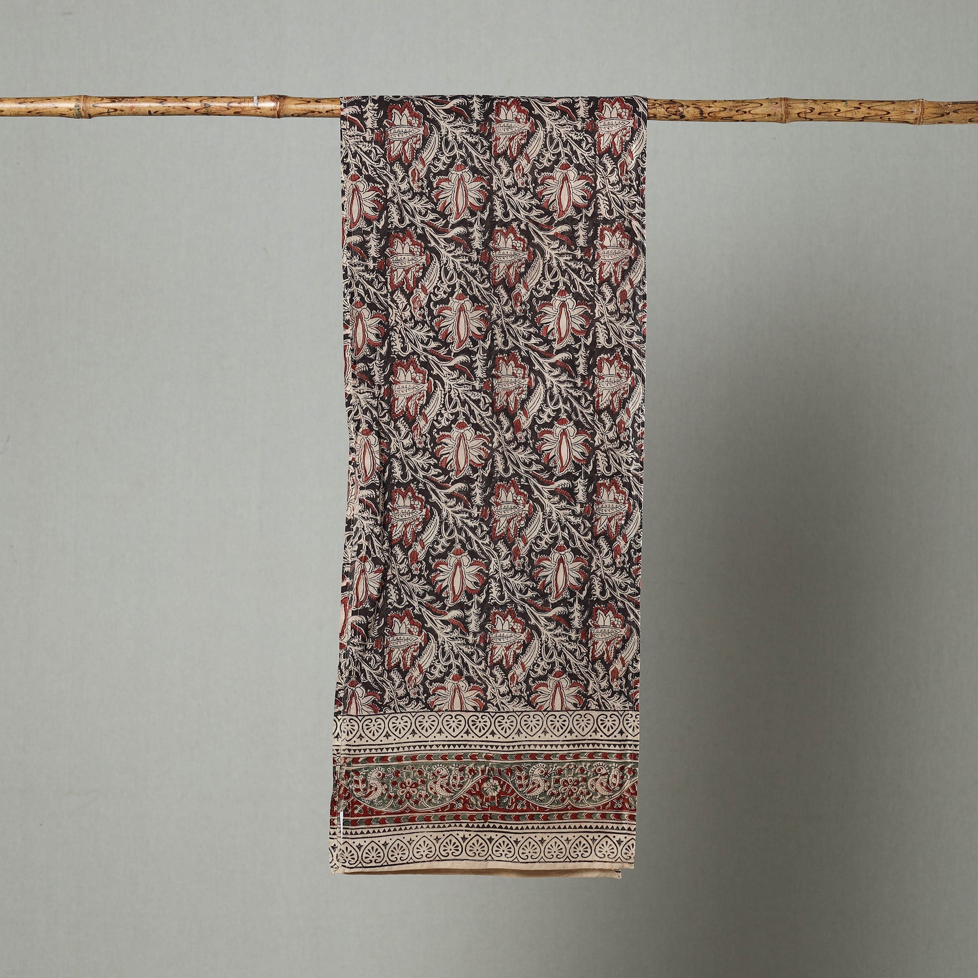 PITCHUKA SRINIVAS KALAMKARI PEDANA Black - Pedana Block Print Natural Dyed Cotton Kalamkari Stole 43 - view 2