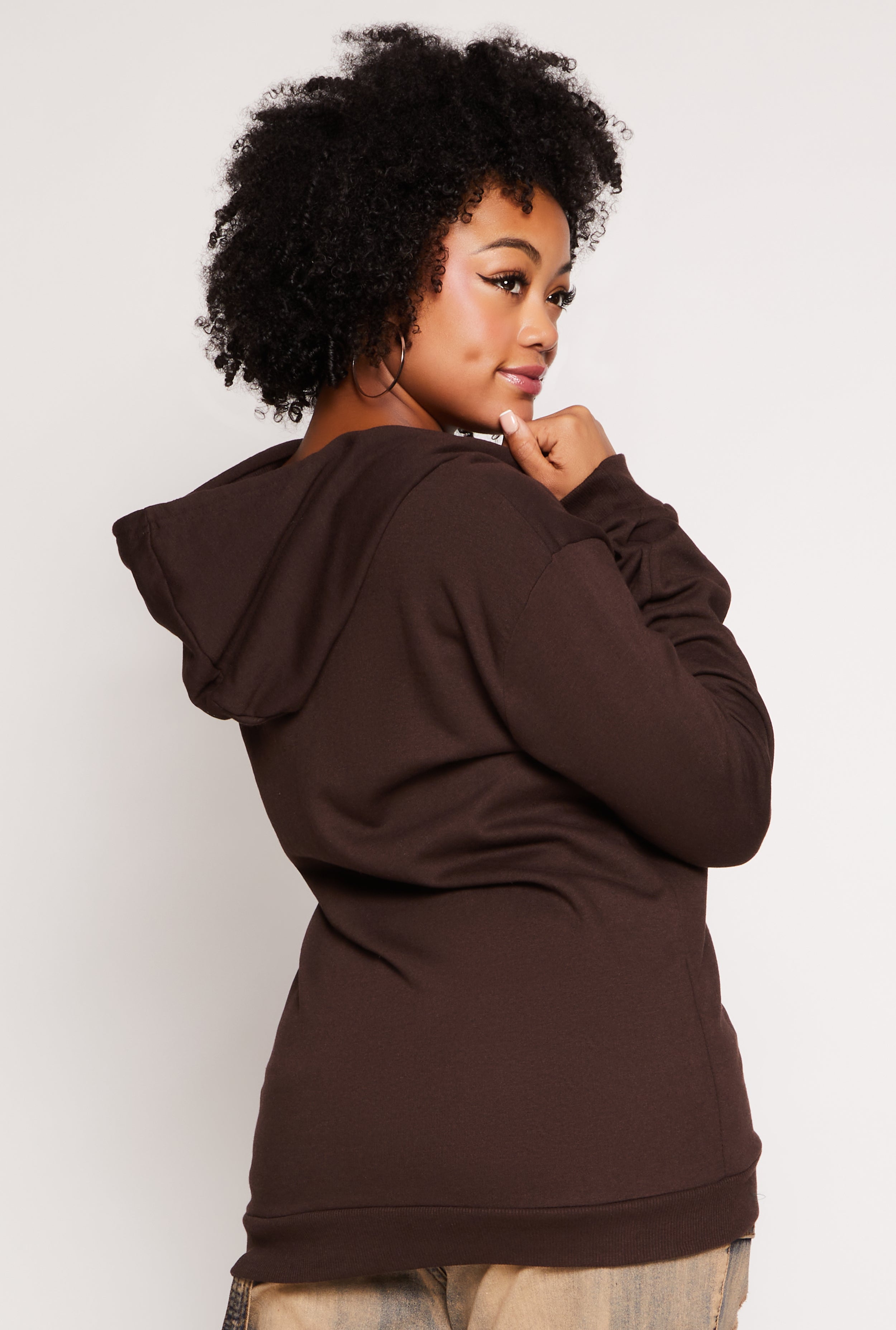 Rainbow Shops Plus Size Bear Chenille Graphic Zip Front Hoodie - view 3