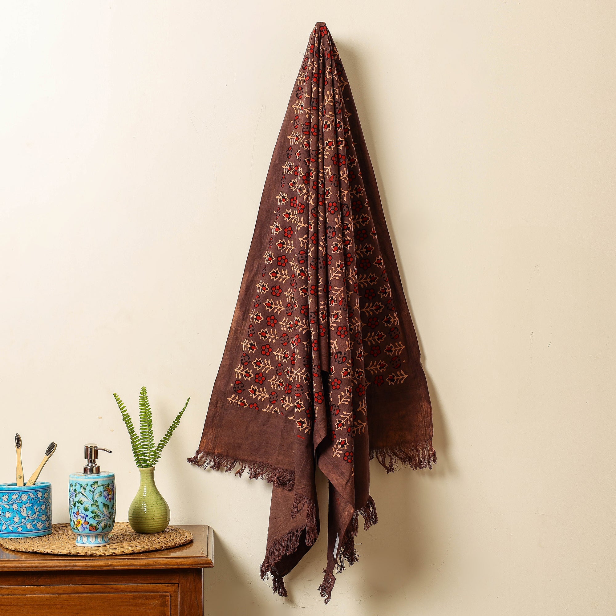 KACHCHH JI CHHAAP Brown - Block Print Cotton Ajrakh Handloom Towel