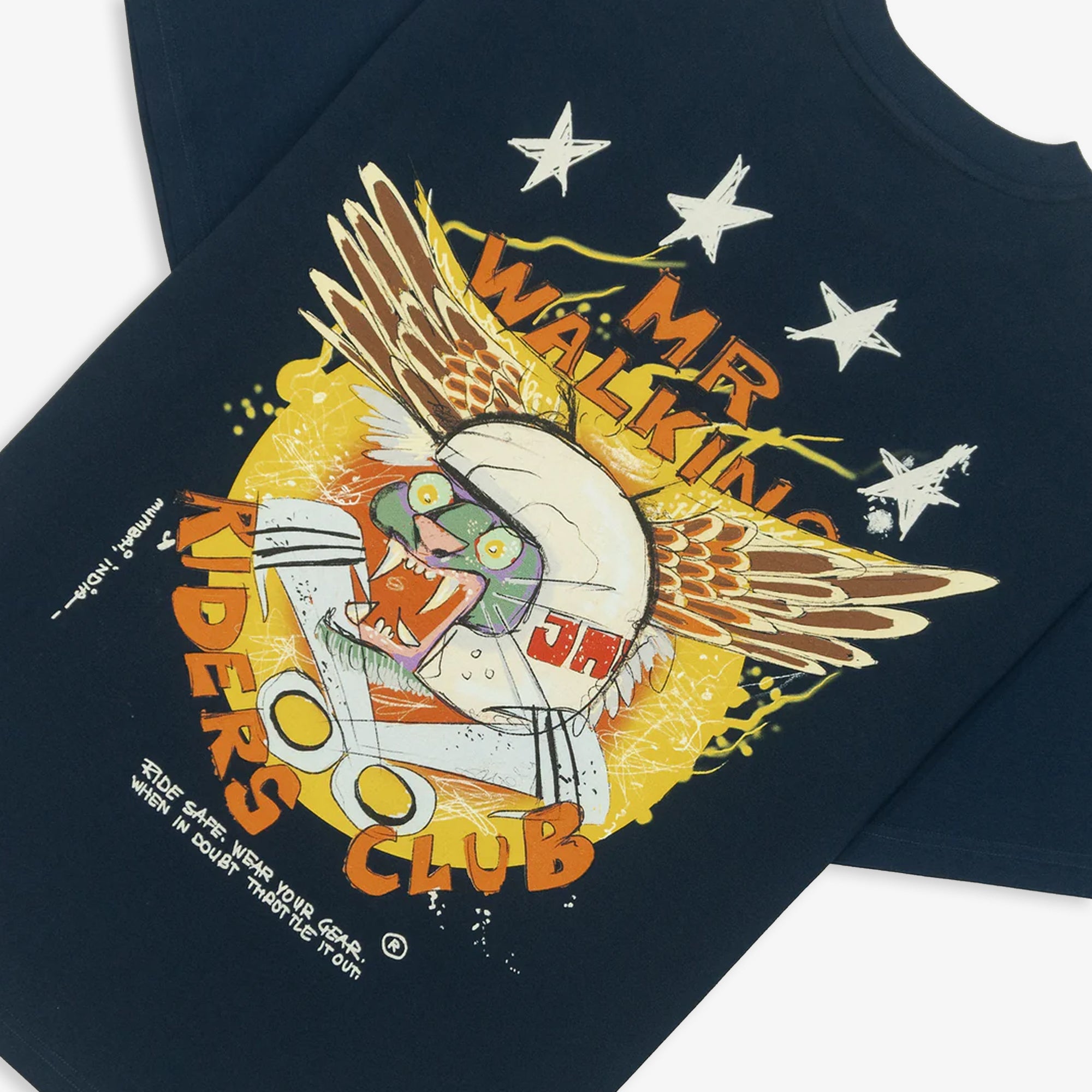 Jaywalking | Biker T-shirt { Navy - view 4