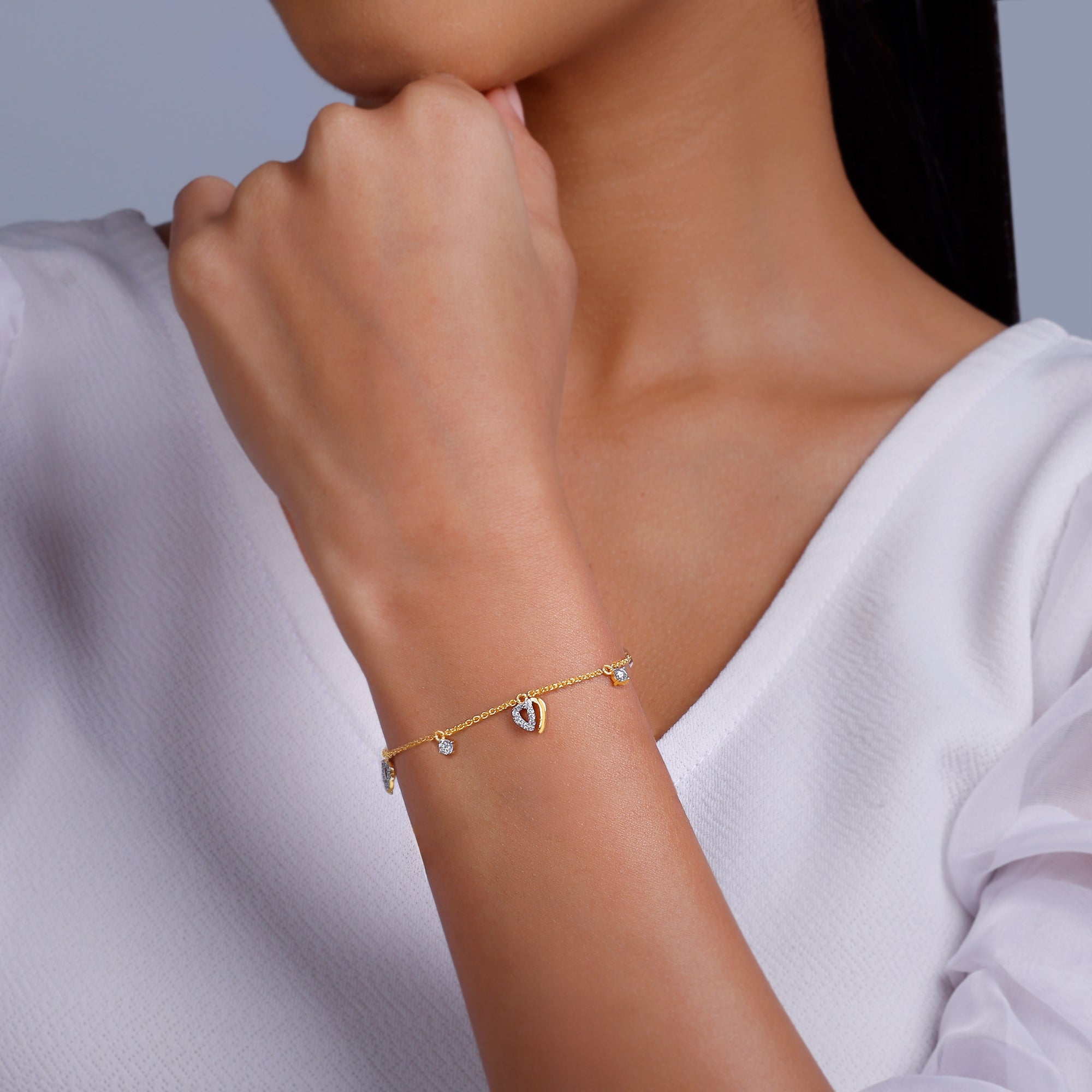 GIVA Jewellery Gold Heartfelt Diamond Bracelet - view 3