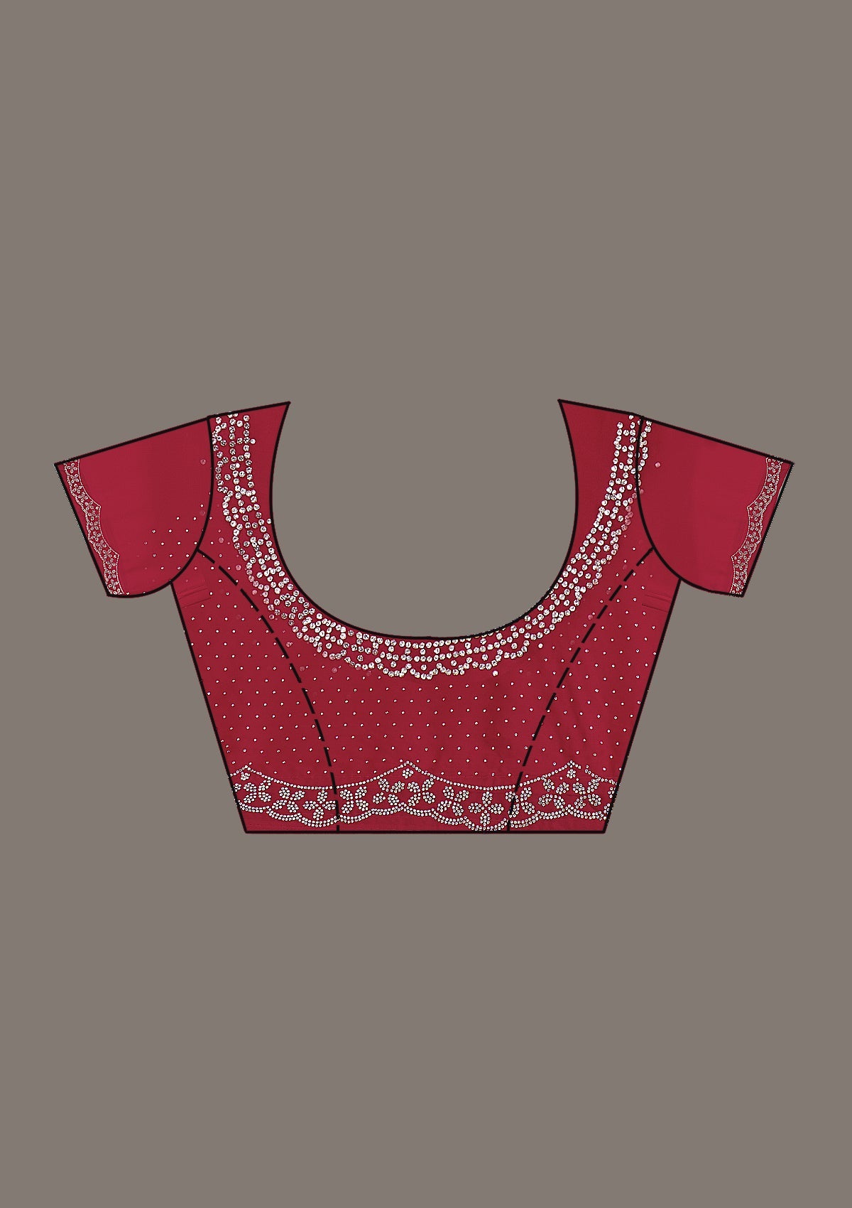 Koskii Maroon Swarovski Satin Saree – Women's - view 8