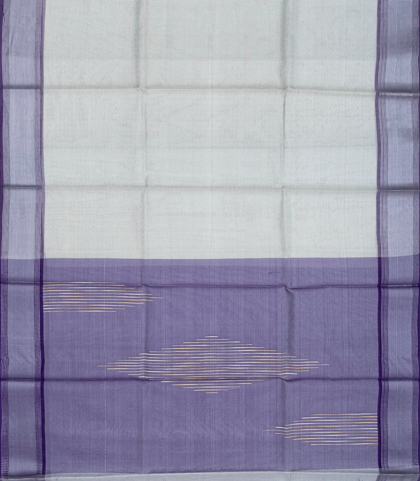 RmKV Grey Blended Tussar Tissue Saree With Purple Border-Grey - view 2