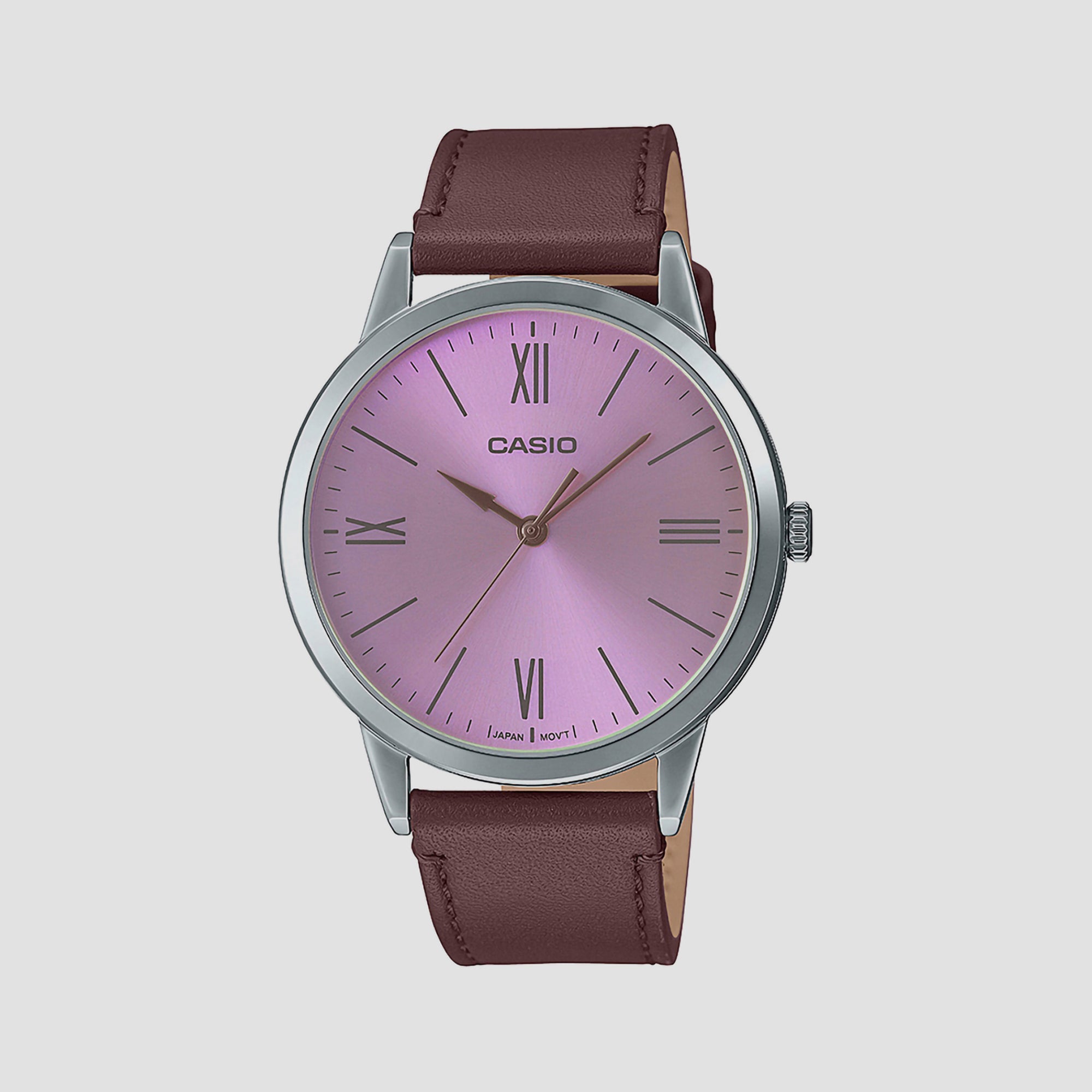 Casio Enticer Men Quartz Purple Dial Analog Leather Watch A2012