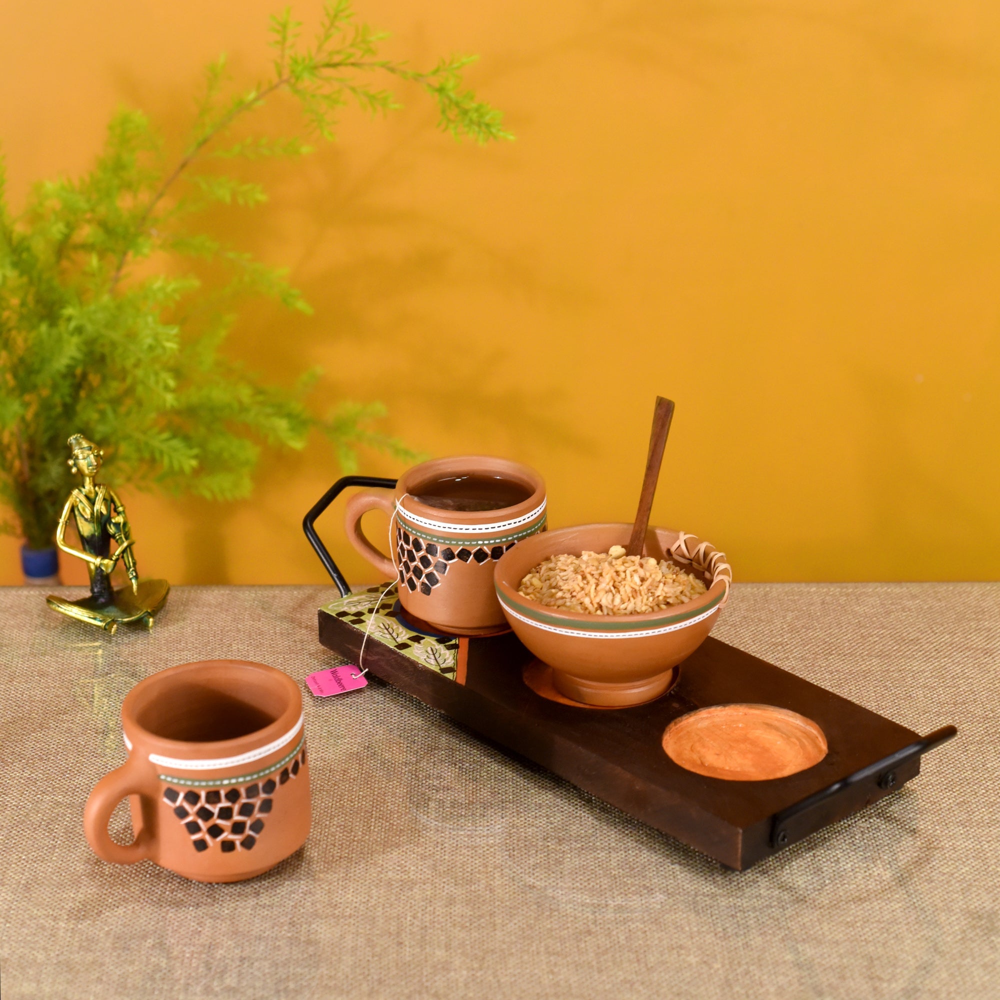ART CREATIONS BY SUMAN SONTHALIA Brown - Knosh Breakfast Set in a Stylish Tray (Set of 3) - view 2