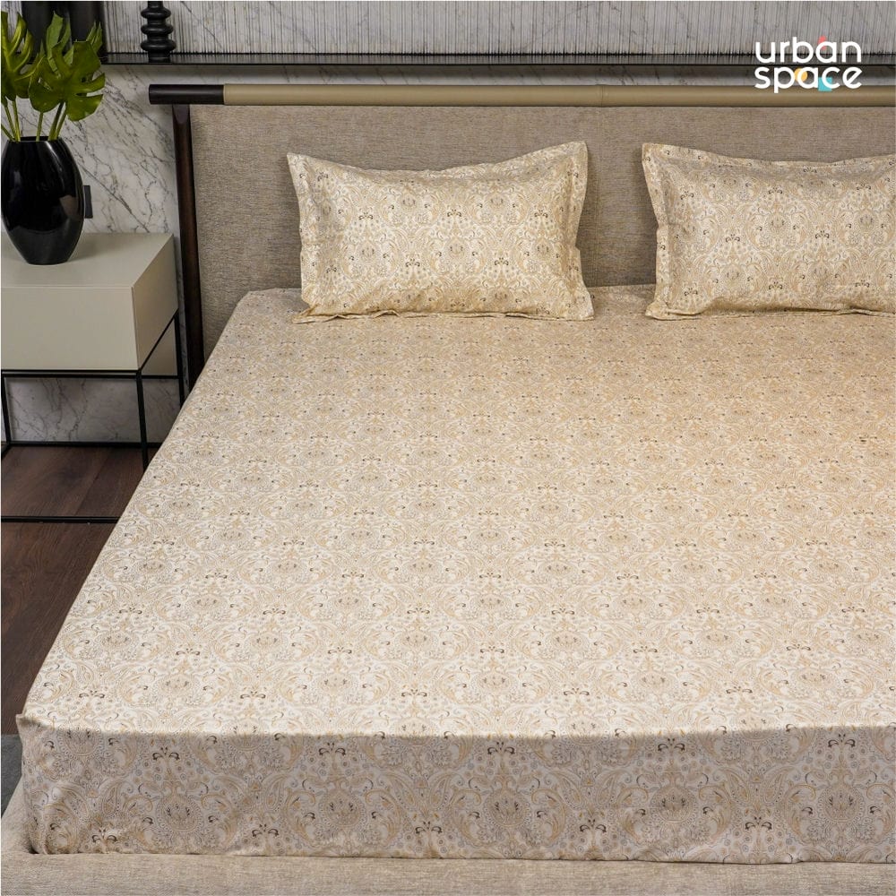 Urban Space -Home Furnishing Store Fitted King Size Cotton Bedsheet - Paisley - Brown - view 2