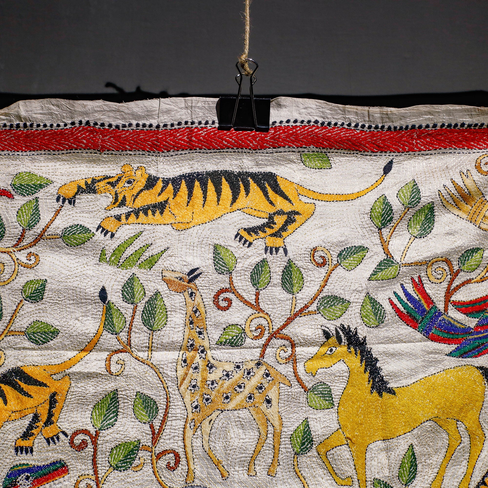 KHUSHBASH - HAPPY LOOM OF EAST Bengal Kantha Hand Embroidery Tussar Silk Wall Hanging (44 x 46 in) 20 - view 3