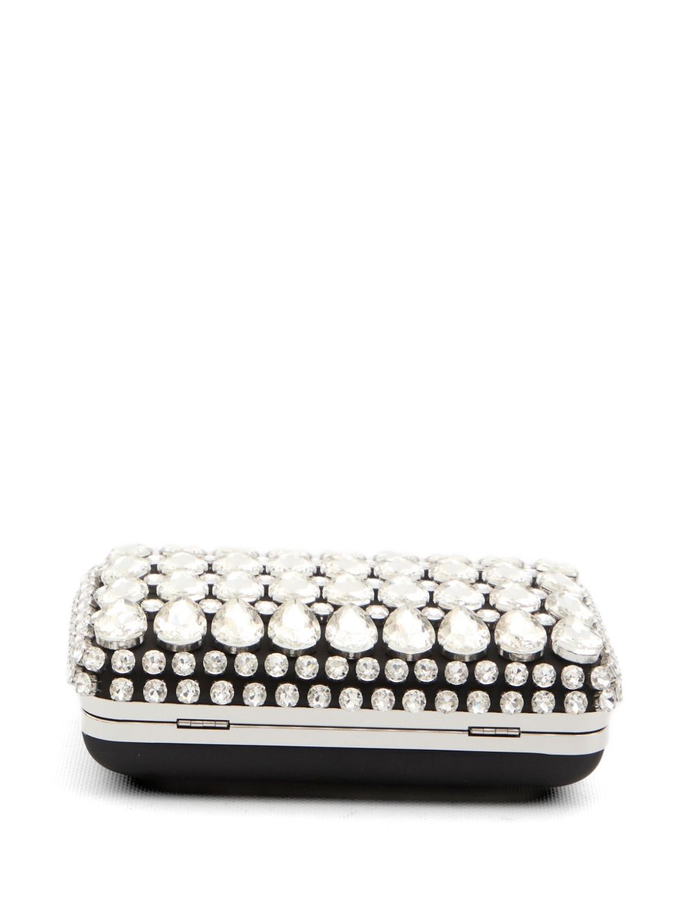 Self-portrait Black Satin Crystal Clutch Bag - view 3