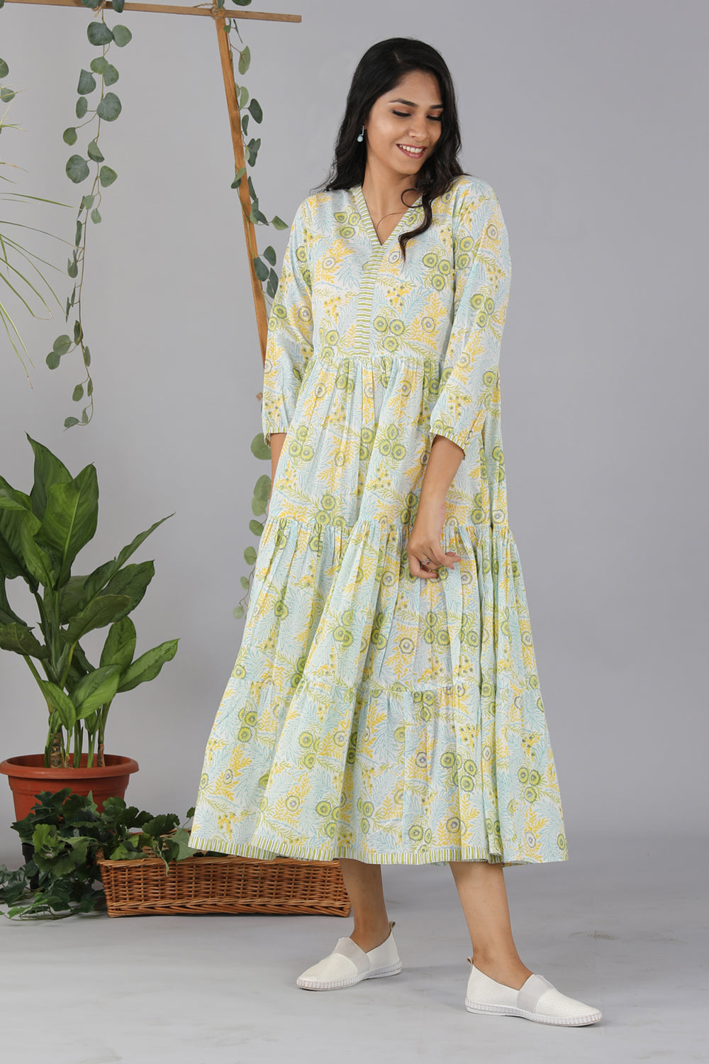 Kalanjali Ethnics Hand block printed tiered dress - view 3