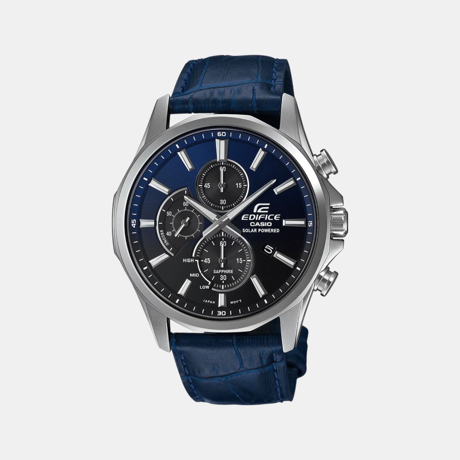 Casio Edifice Men Quartz Blue Dial Analog Leather Watch ED648