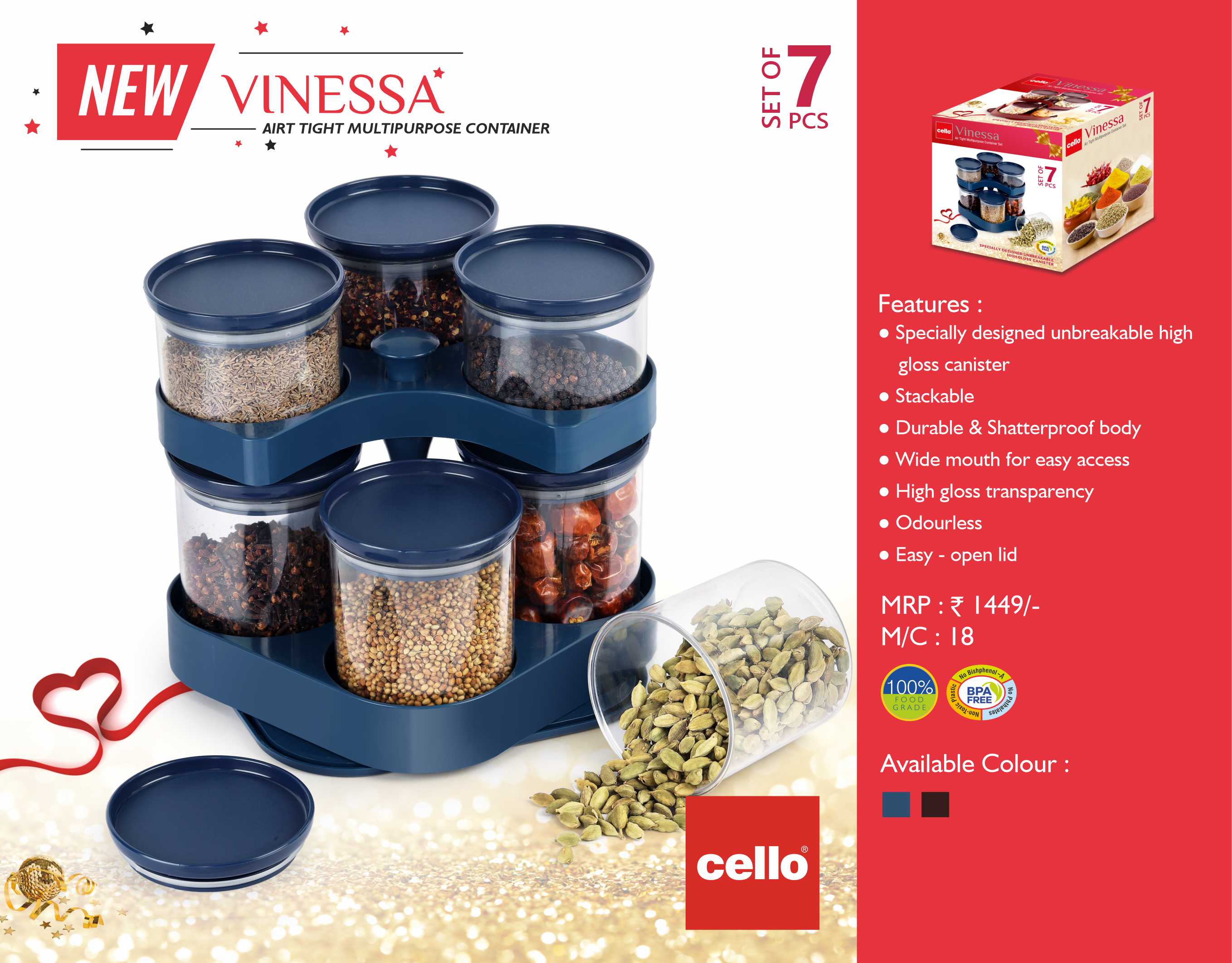Canister set 7 – Cello Vinessa Multipurpose Canister Set, 7 Pieces