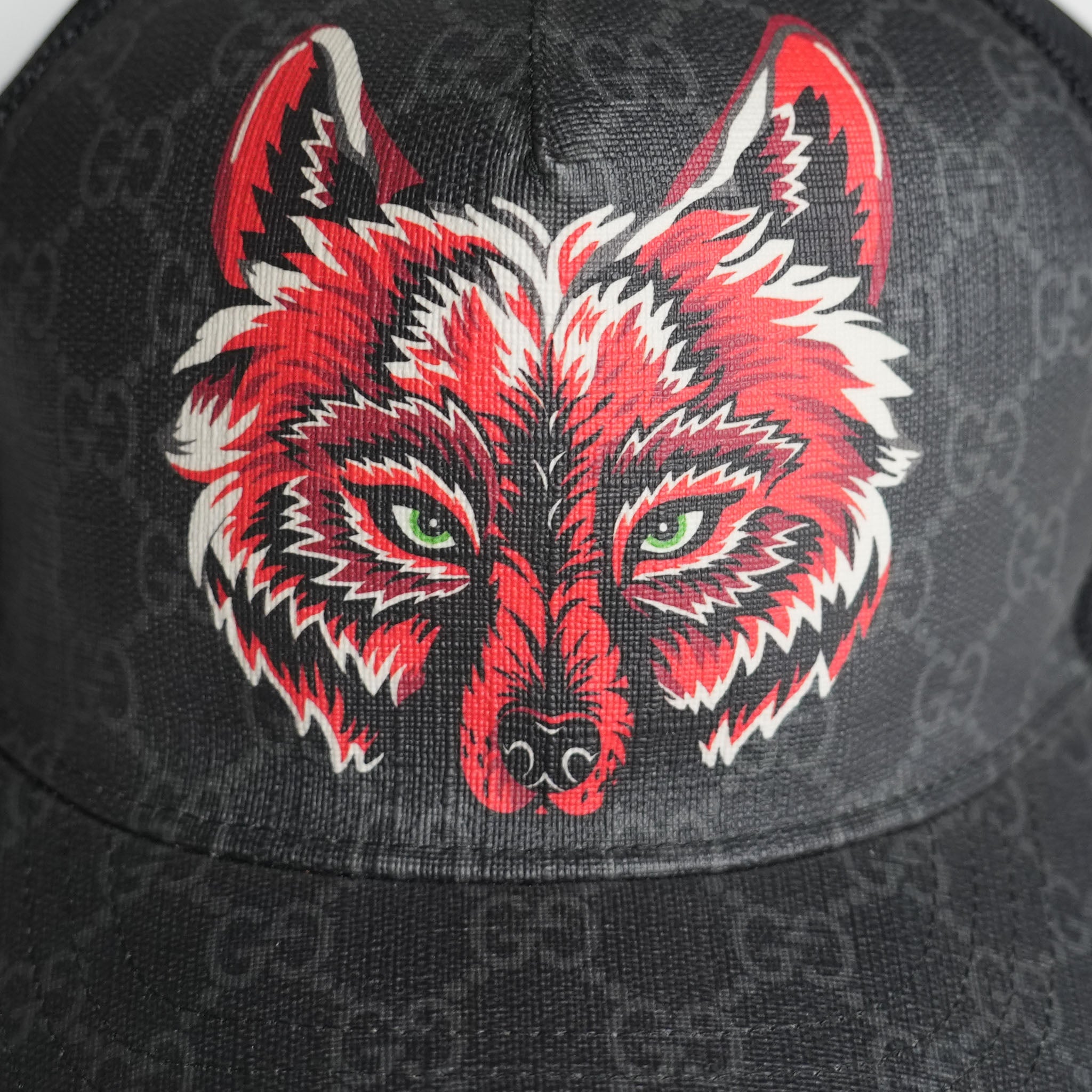 GUCCI Red Wolf Print Cap - view 2