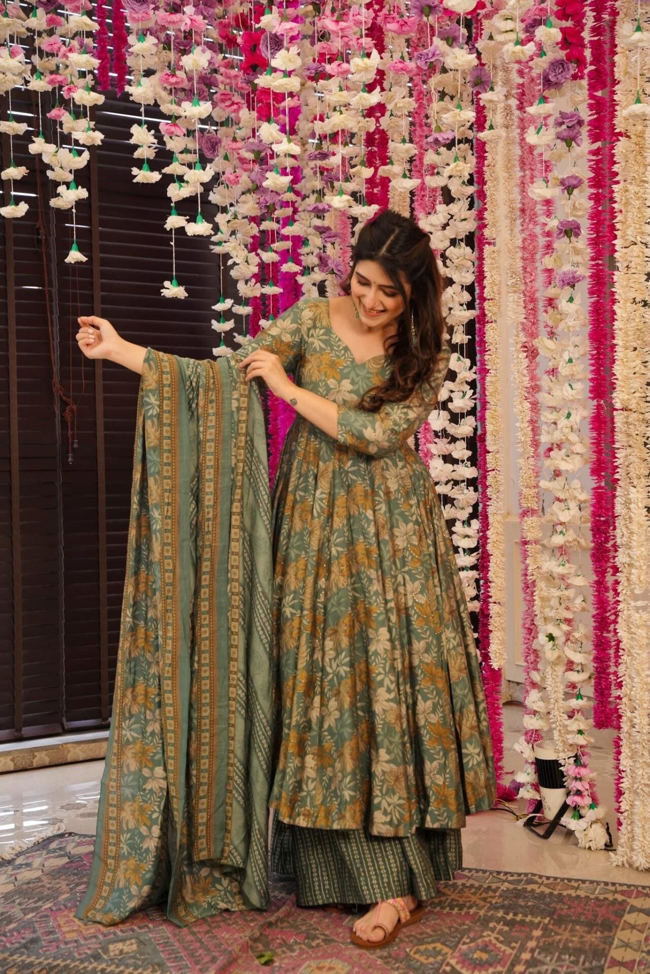 Idaho-o Orchid greenish muslin suit set