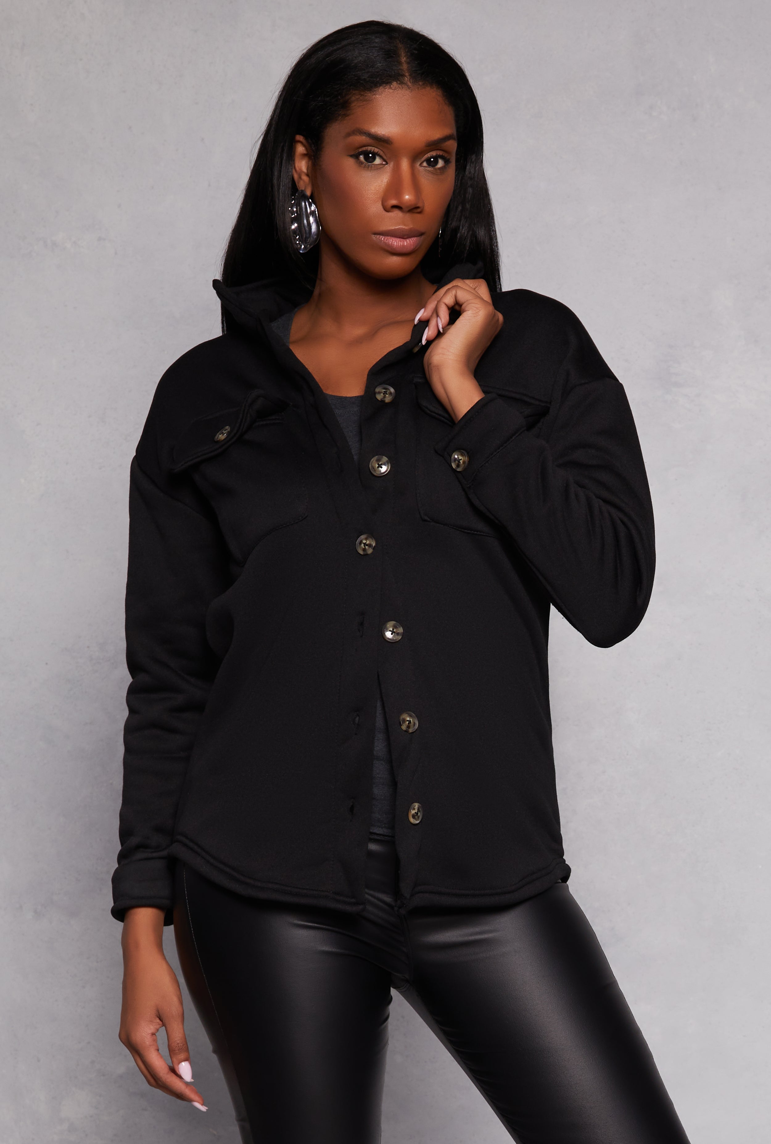 Rainbow Shops Sherpa Lined Shacket – Women's