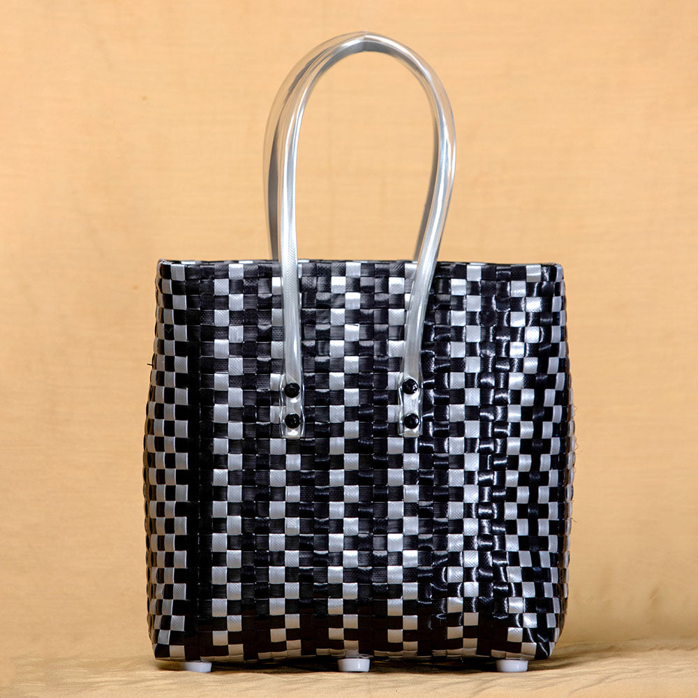 Handmade black grey – KALAPURI Black - Handmade Black & Grey Checks Multipurpose Basket
