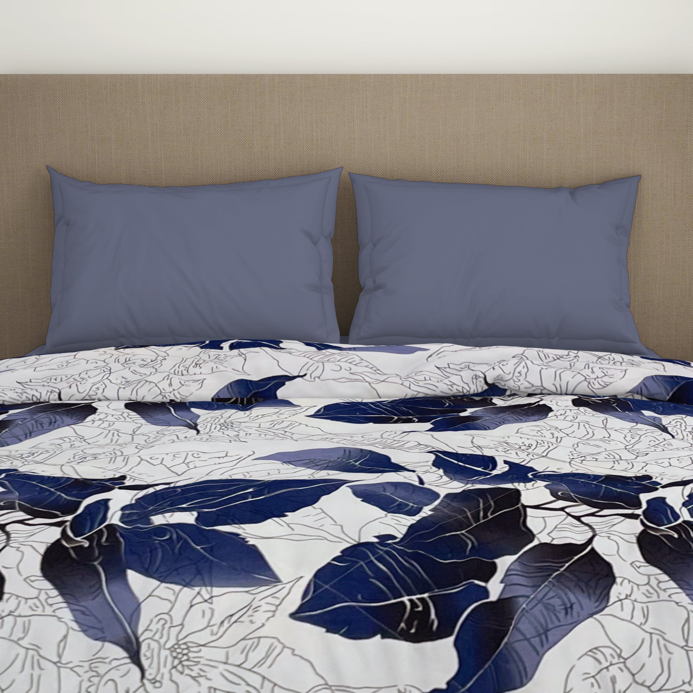 Spaces India Floral Light Silver - Light Silver Microfiber Shell Double Quilt / AC Comforter - Bliss By Welspun - view 4