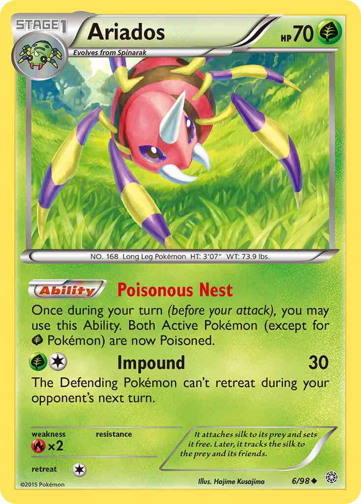 Uncommon xy7-6 non-holo – Pokémon Ariados - 6/98 - Uncommon [xy7-6] [Non-Holo]