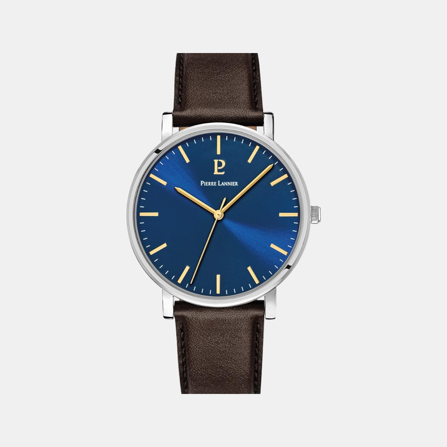 Pierre Lannier Essential Men Quartz Blue Dial Analog Leather Watch 217G164