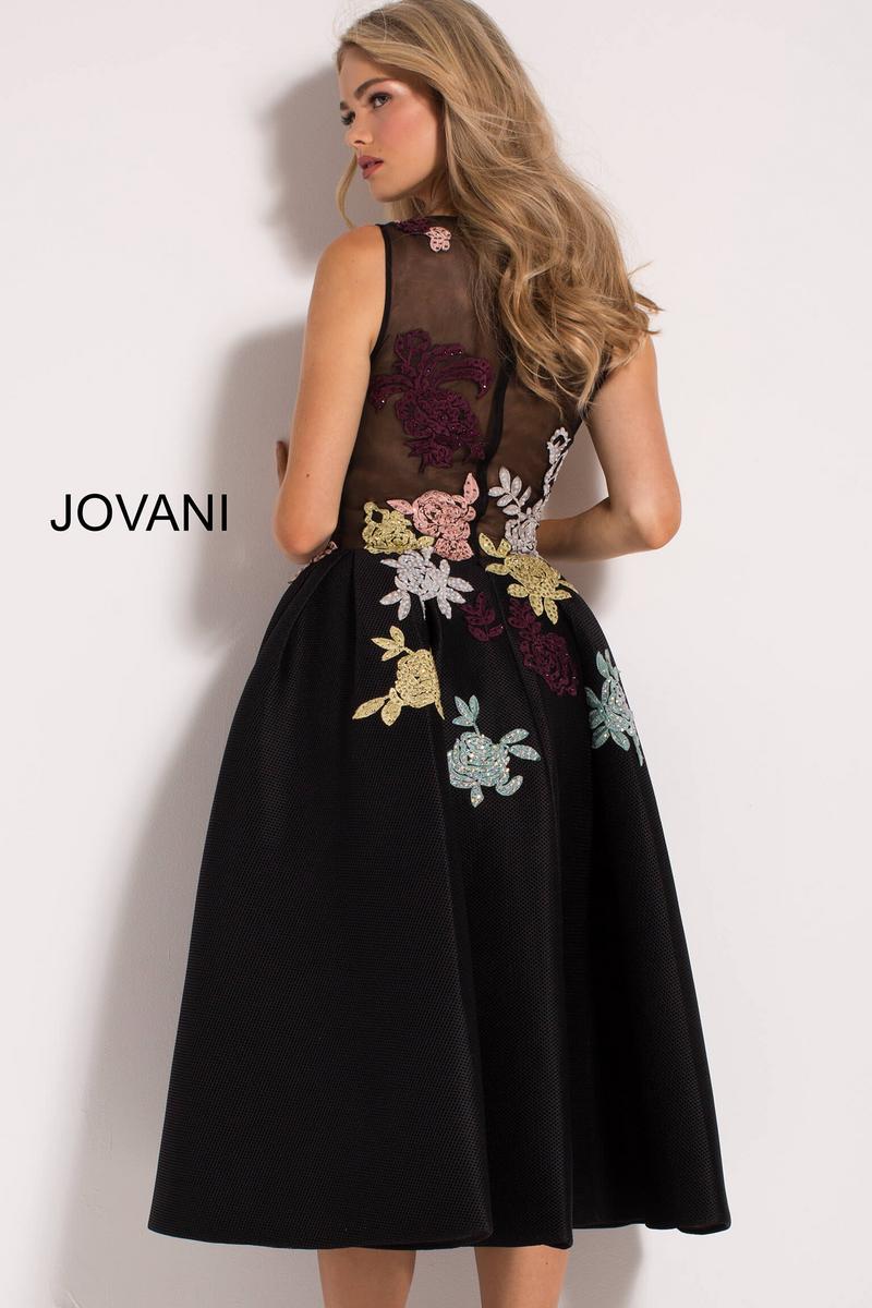 Applique Short Sleeveless A-line Dress by Jovani 23695 - view 2