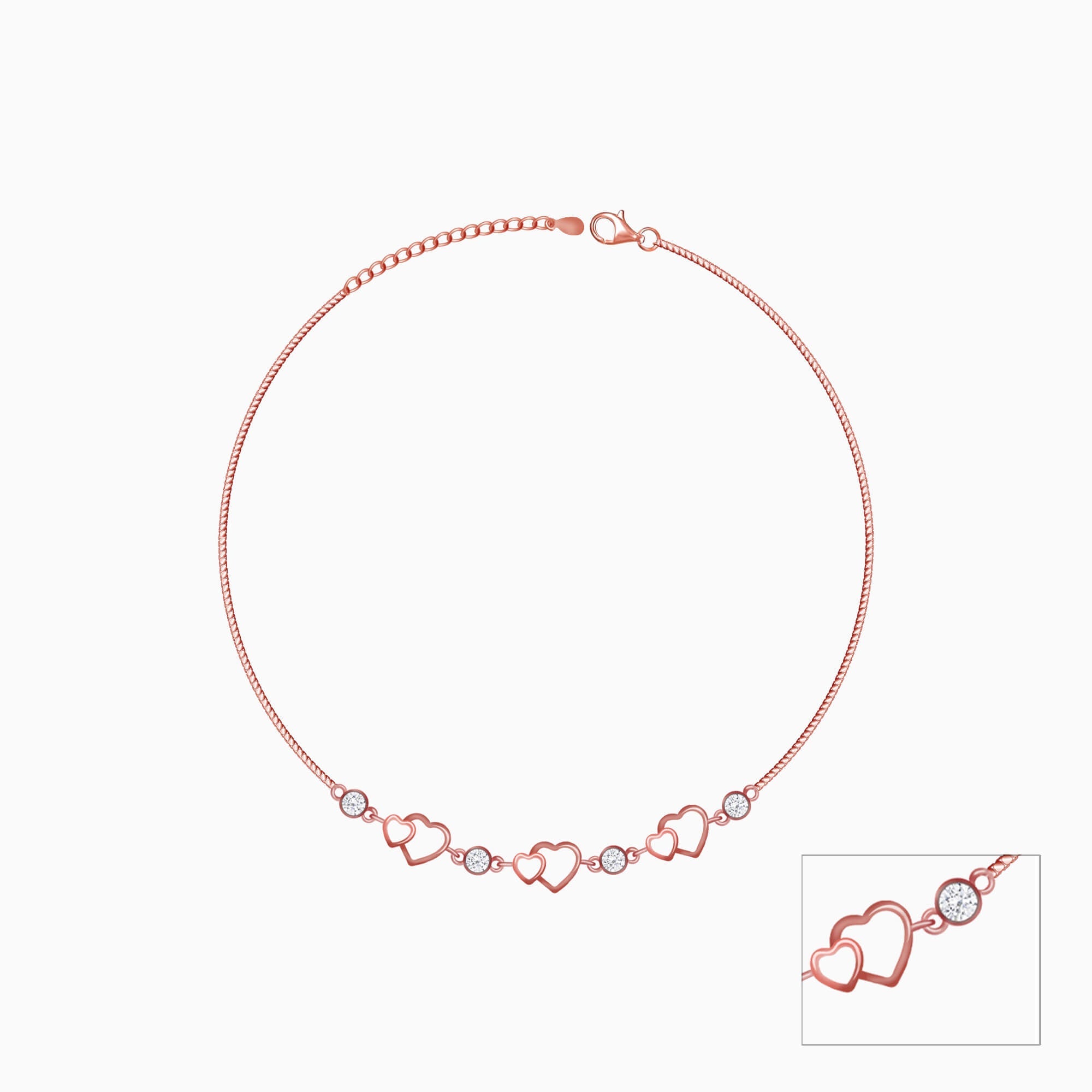 GIVA Jewellery Rose Gold Heart Anklet - view 3