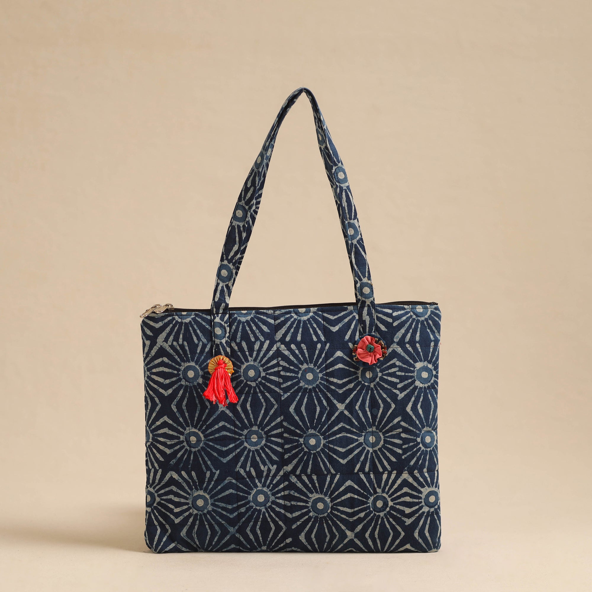 NOORI BAZAR Blue - Handcrafted Quilted Cotton Hand Bag 18