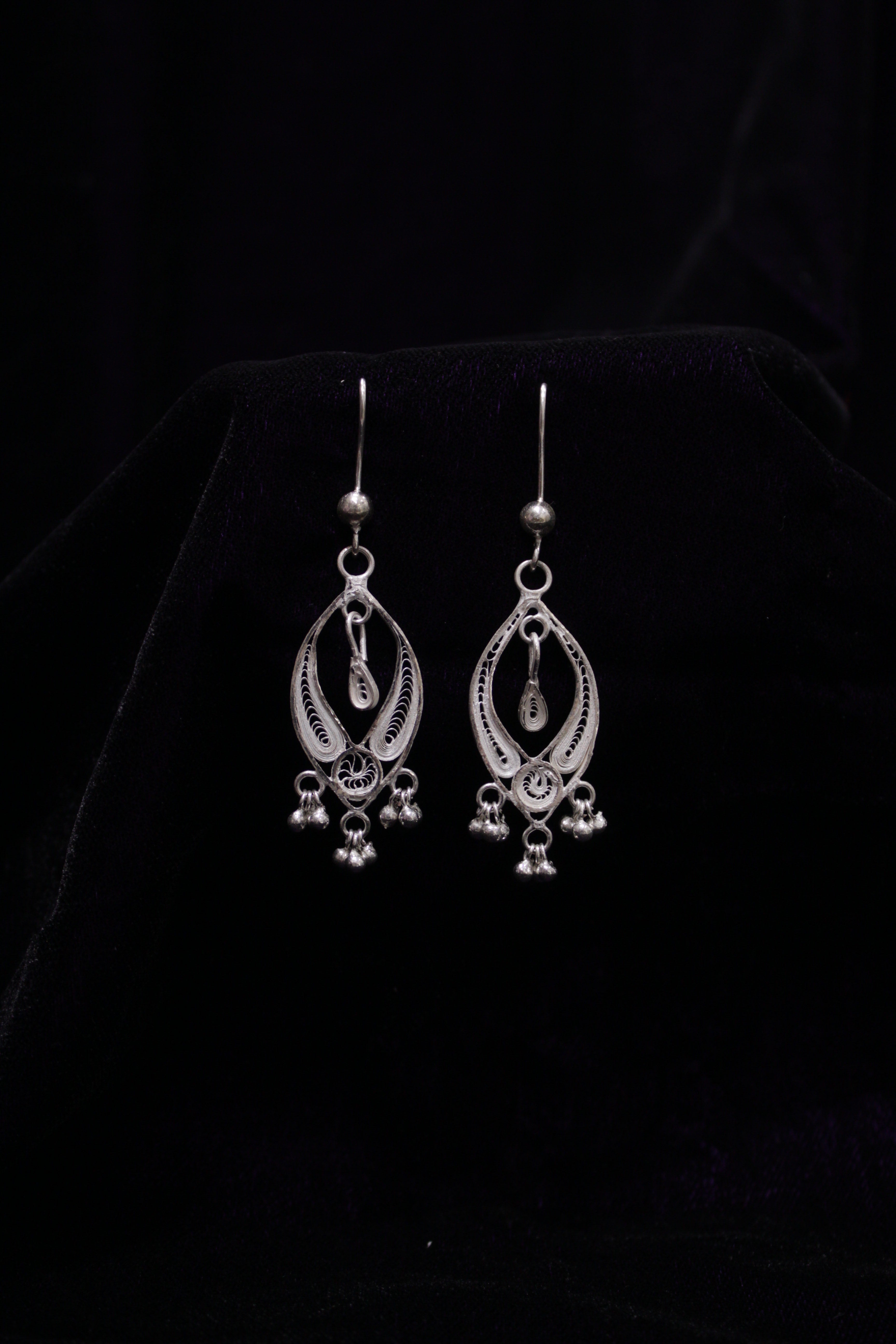 Indianvillez Nacked Eye Designer Silver Filigree Earring Set