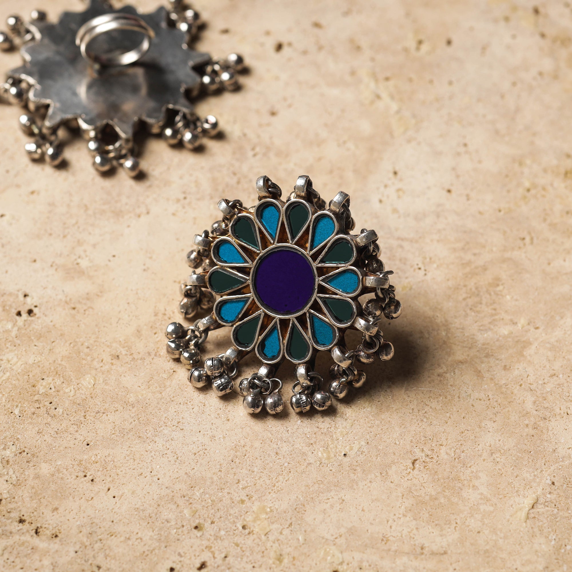 ITOKRI CRAFTS INITIATIVE Antique Glass Encrusted Tribal GS Ring (Adjustable)