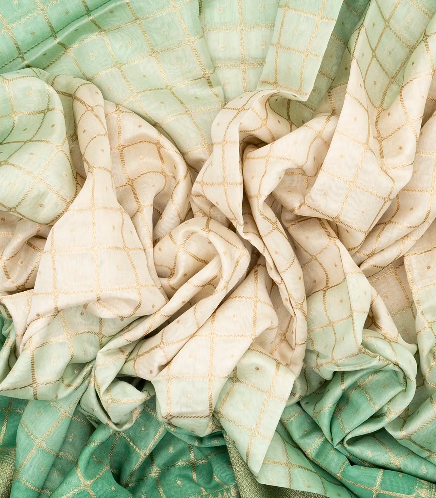 RmKV Off White Handloom Banarasi Silk Cotton Saree With Zari Checks - view 7