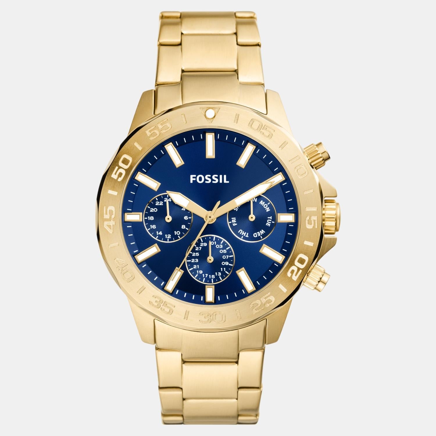 Fossil Bannon Men Quartz Blue Dial Multi-Function Stainless Steel Watch BQ2706