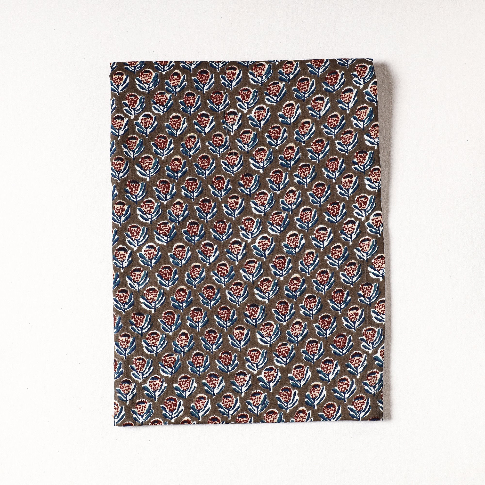 KUSUMLATA Brown - Sanganeri Block Printed Cotton Precut Fabric (1 Meter)