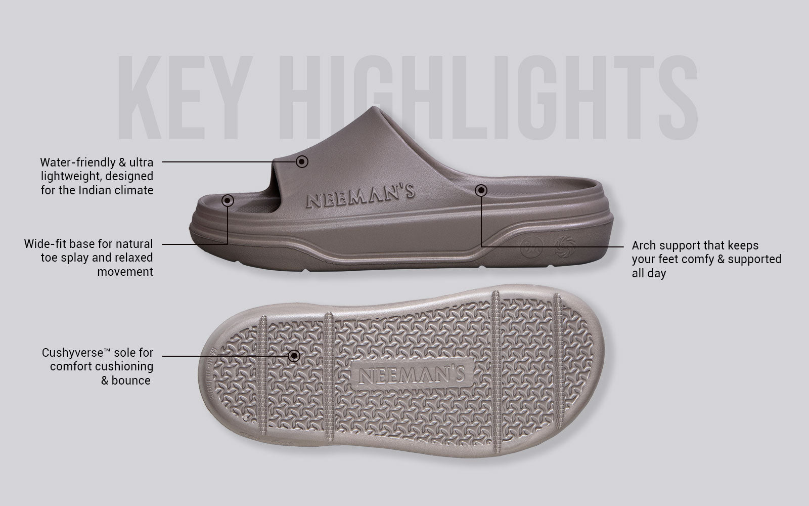 Neeman's Cushers Slides For Women : Goat Grey - view 4