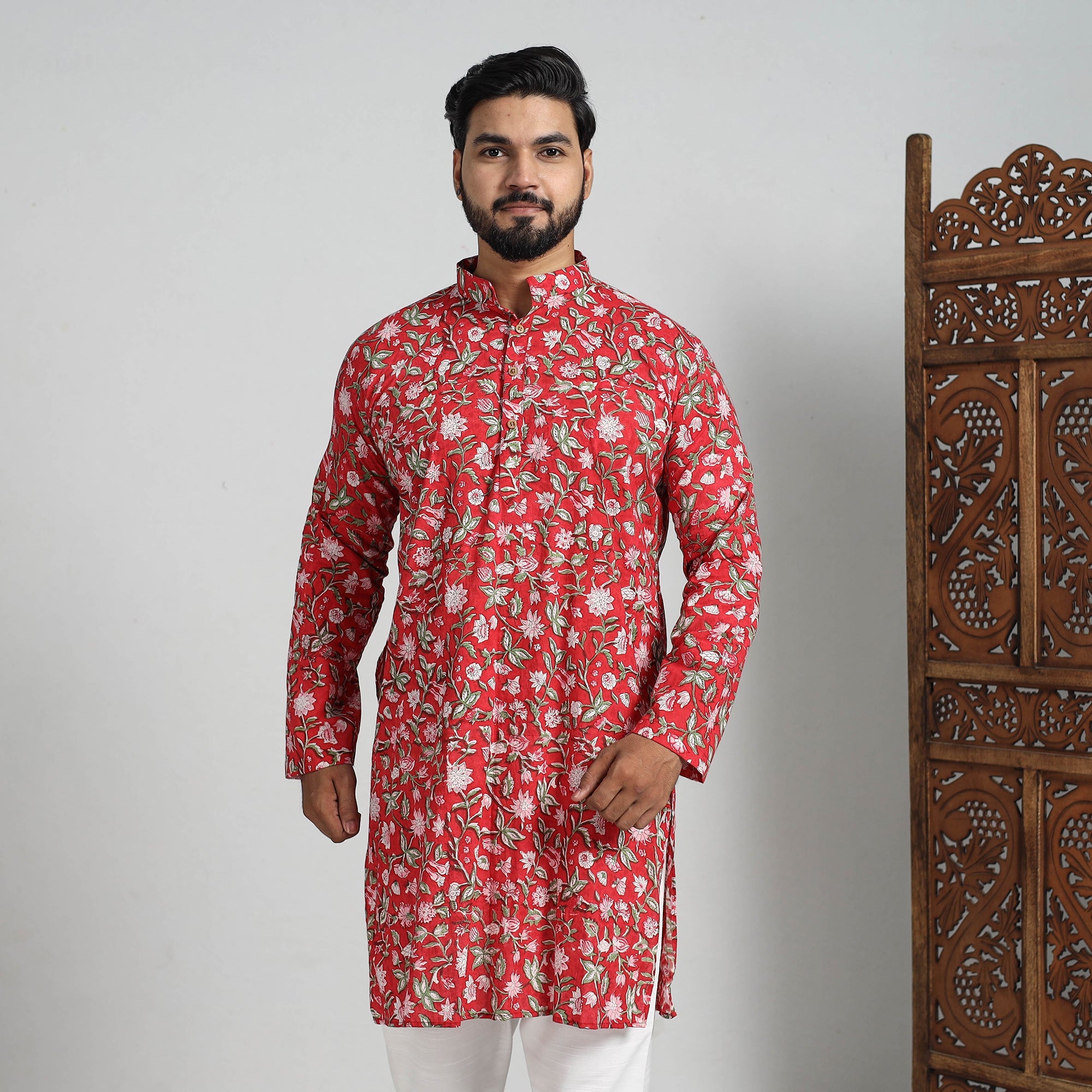 ITOKRI CASUALS Block Print Cotton Sanganeri Kurta for Men (Long) 12 - view 3