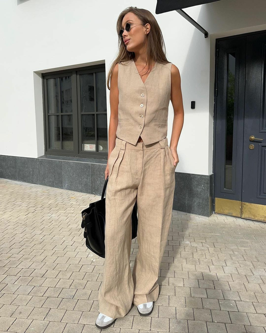 Alamode By Akanksha Hodor Statement Linen Vest Suit with Pants - view 4