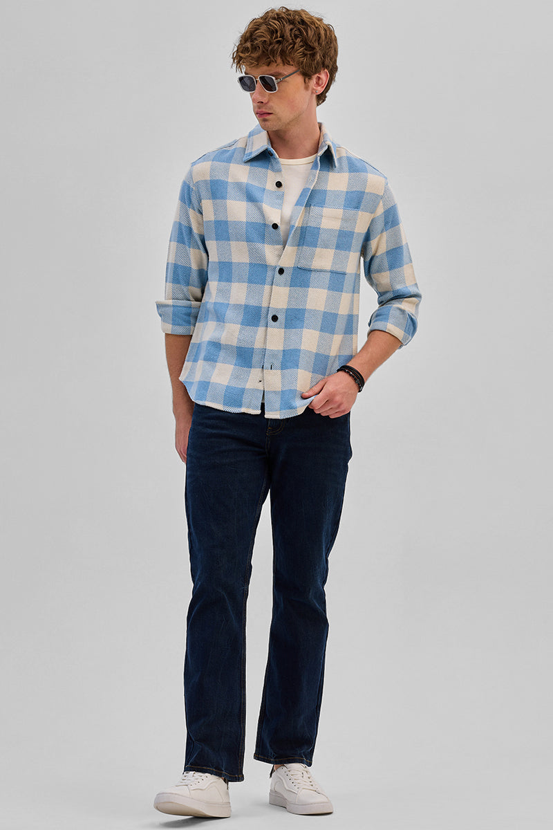 SNITCH Blue Flannel Checks Overshirt - view 3