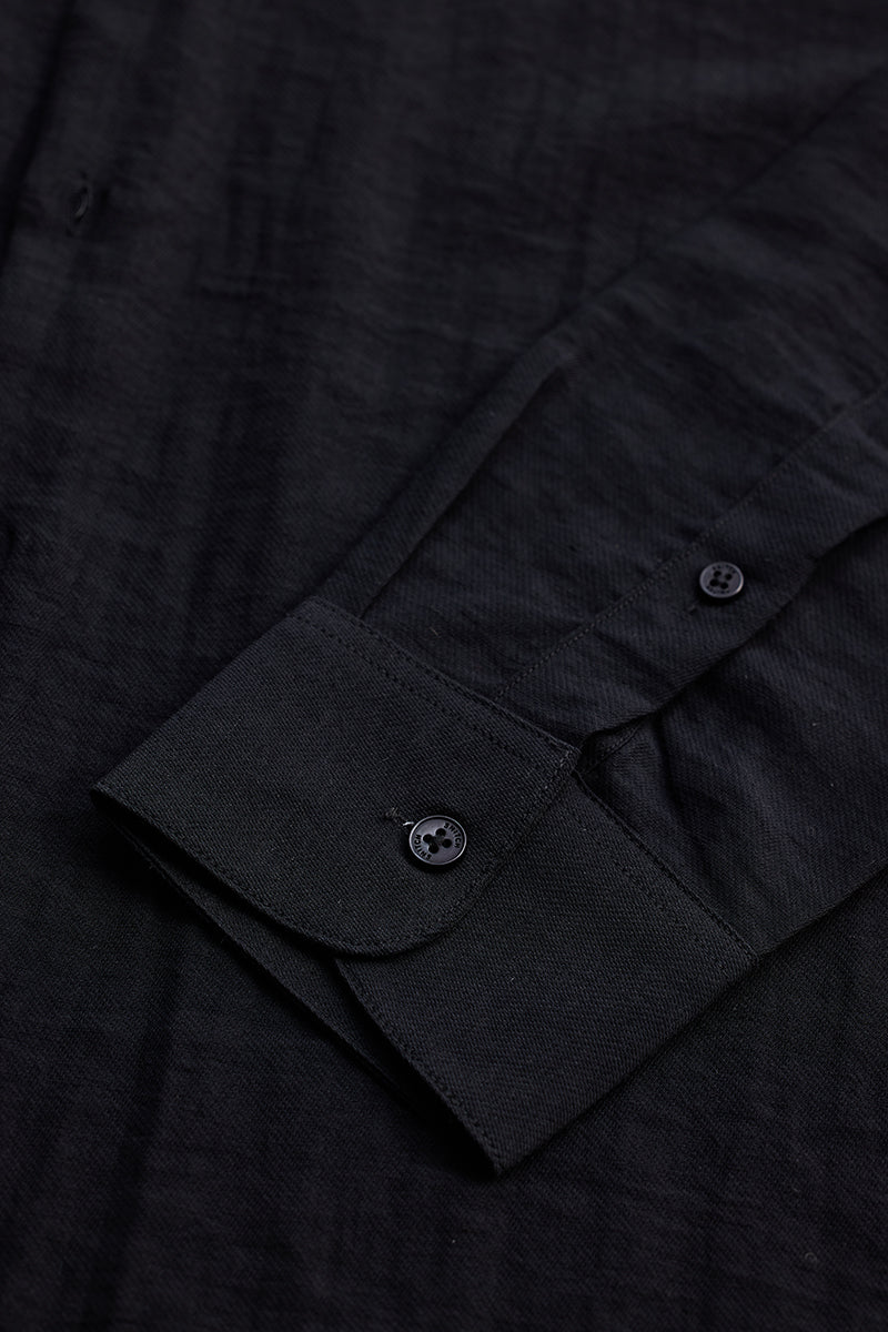 SNITCH Black Slim Fit Linen Shirt - view 9