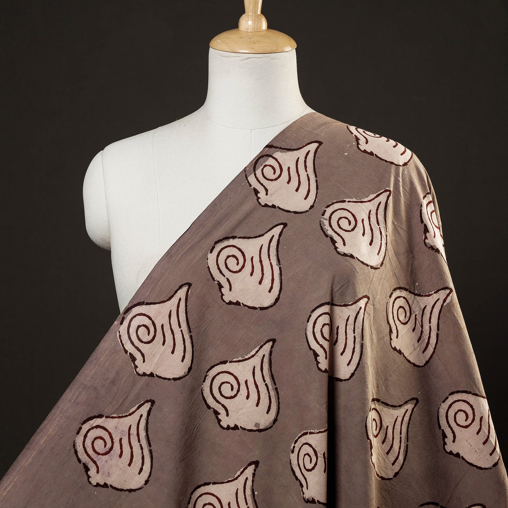 BINDAAS UNLIMITED Brown - Bindaas Block Printed Natural Dyed Cotton Fabric