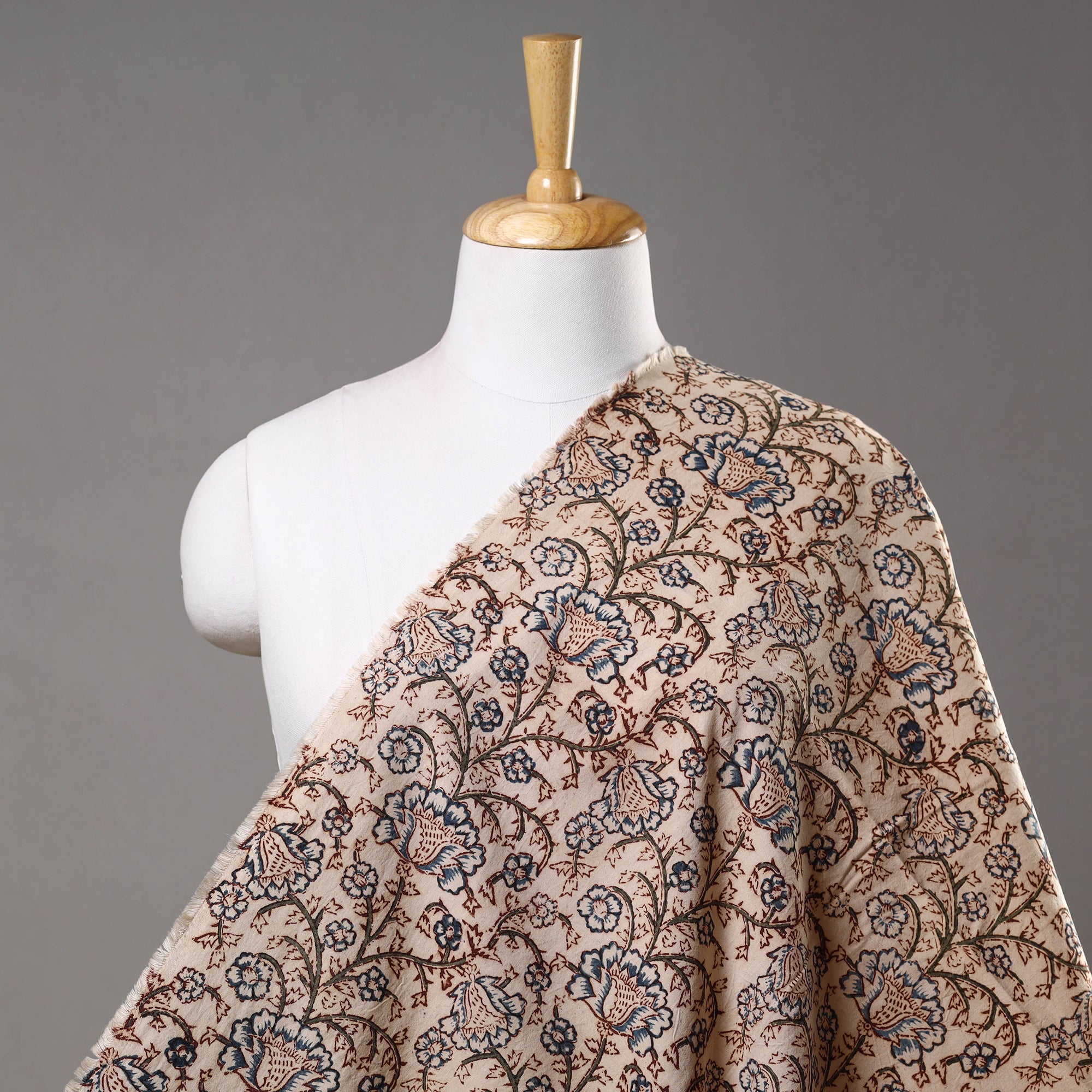 PITCHUKA SRINIVAS KALAMKARI PEDANA Beige - Pedana Kalamkari Block Printed Cotton Fabric