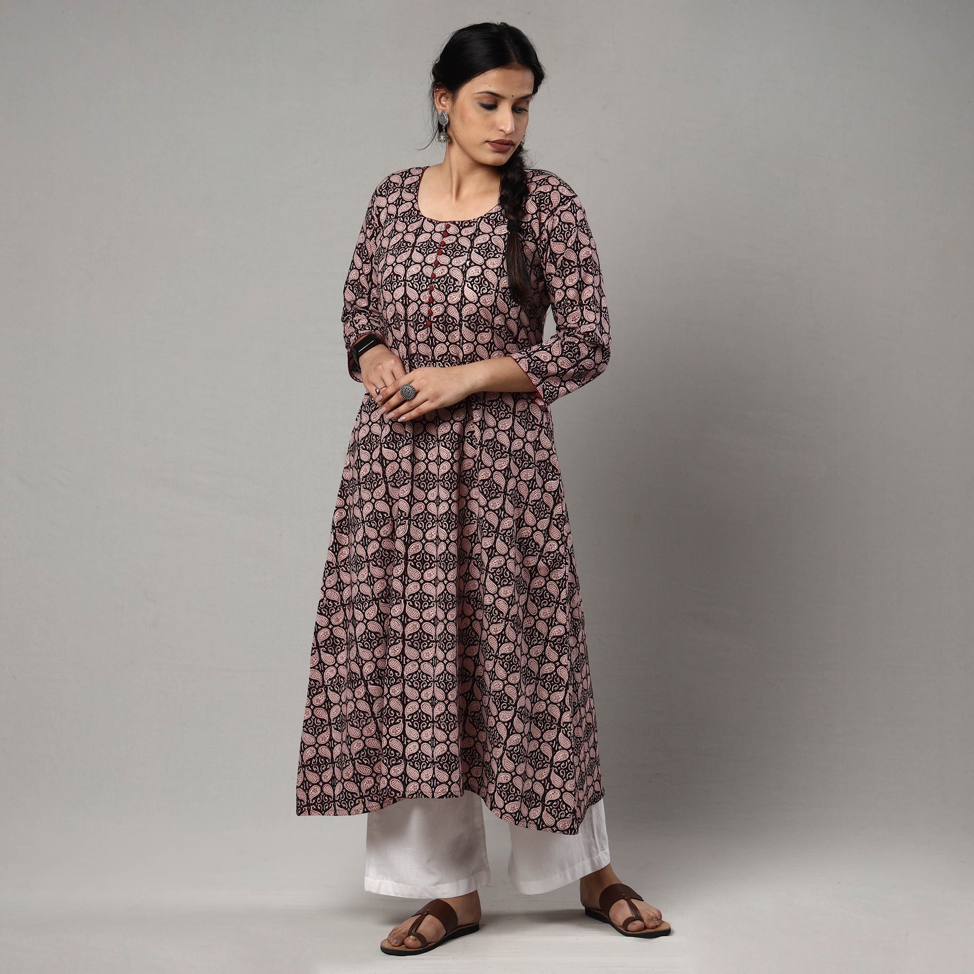 ITOKRI CASUALS Black - Block Print Cotton A-Line Bagh Kurta - view 2