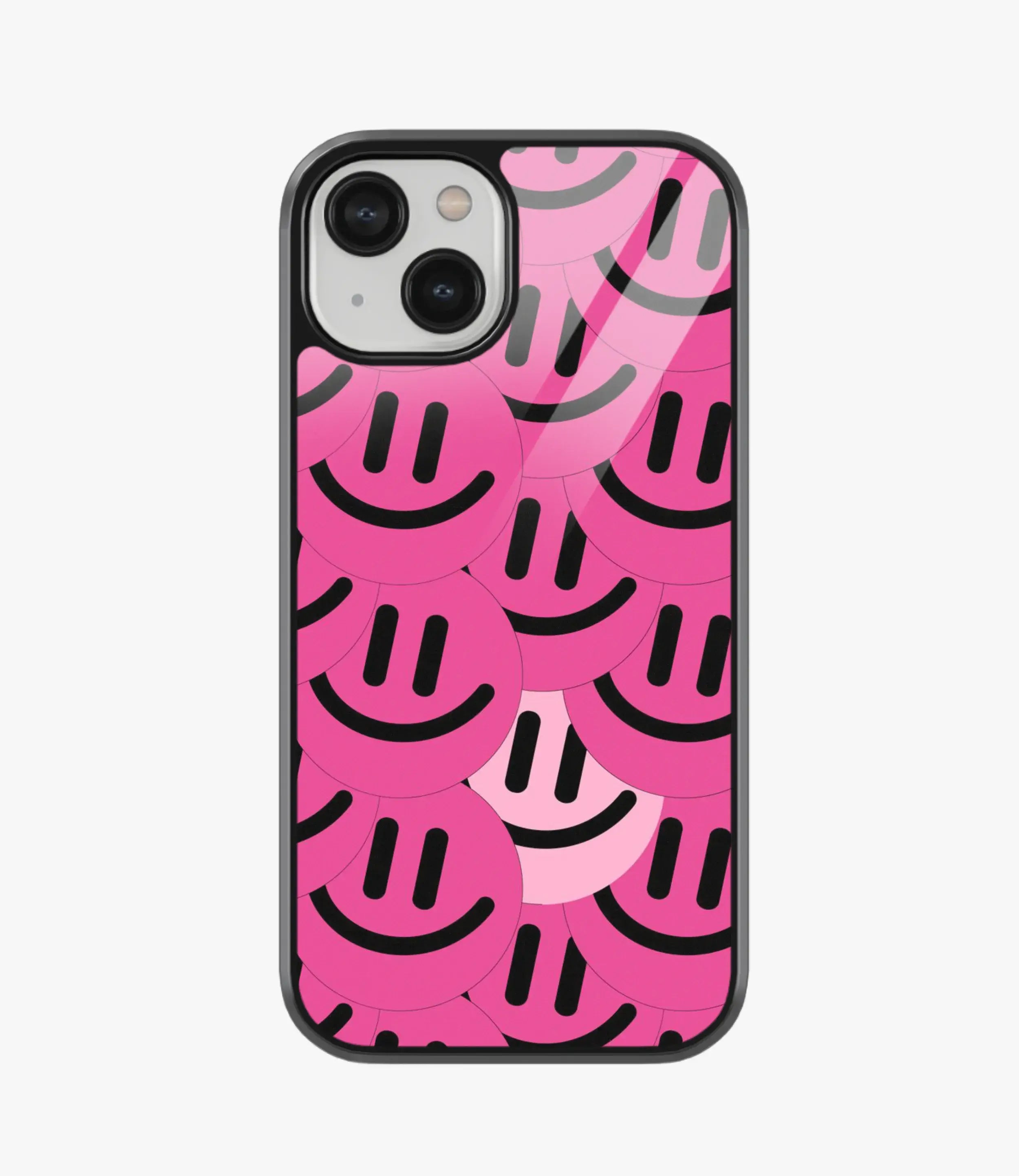 The Case Company Abstract Cerise Smiley Pattern Glass Case